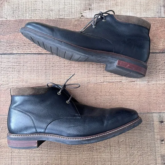 Cole Haan Boots Watson Chukka II Pebbled Leather Black Mens Size 10.5