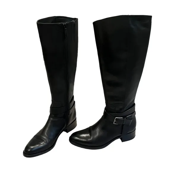 Cole Haan Briarcliff Black Leather Riding Boots, Sz 8