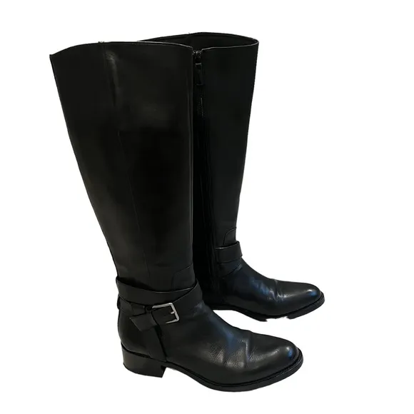 Cole Haan Briarcliff Black Leather Riding Boots, Sz 8