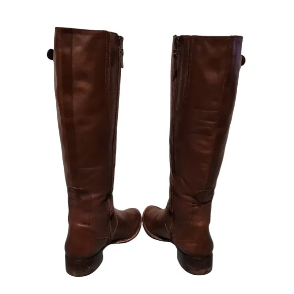 Cole Haan Brown Leather Zip Knee-High Moto Riding Boots Women's Size 8.5B