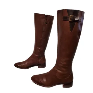 Cole Haan Brown Leather Zip Knee-High Moto Riding Boots Women's Size 8.5B