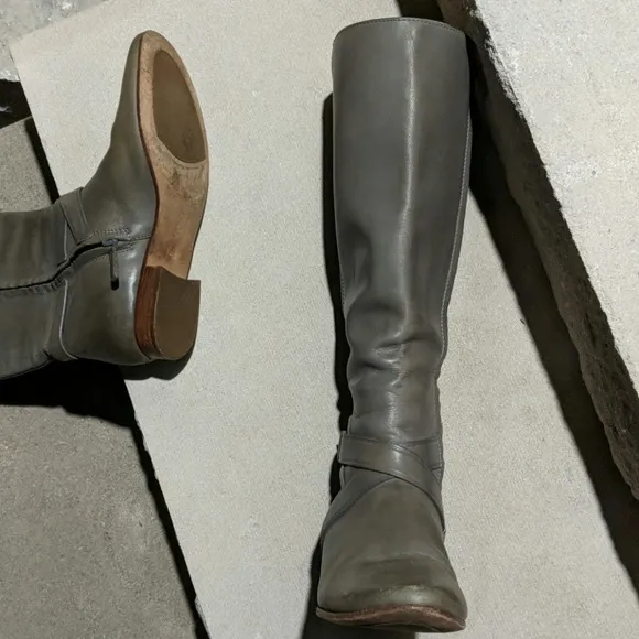 Cole Haan grey leather knee riding boots 8.5