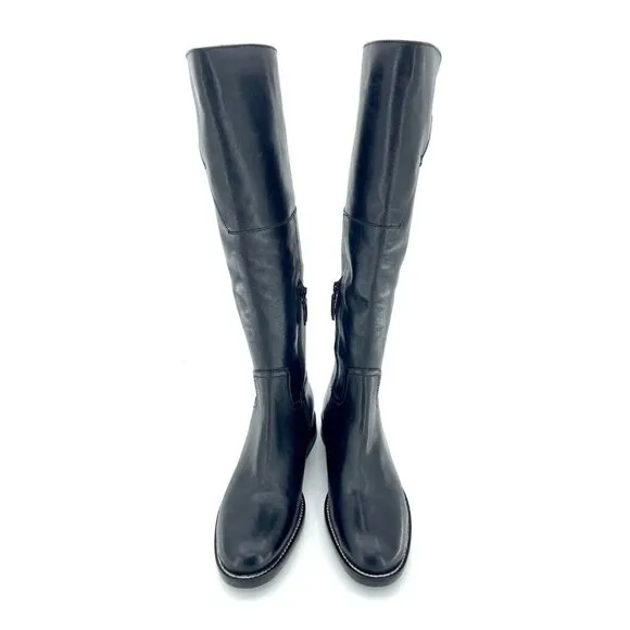 Cole Haan Harrington Black Leather Tall Knee High Riding Boots SZ 6.5 New