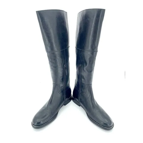 Cole Haan Harrington Black Leather Tall Knee High Riding Boots SZ 6.5 New