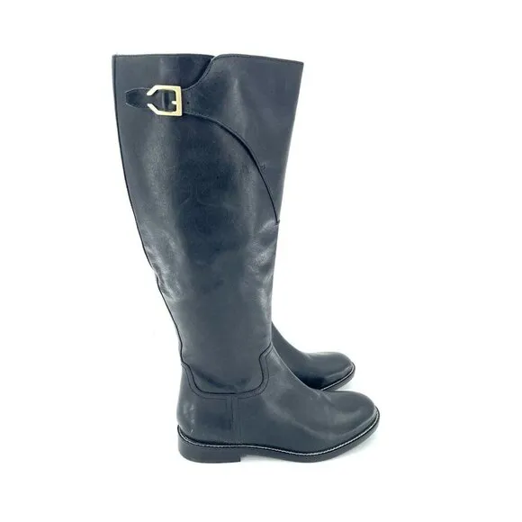 Cole Haan Harrington Black Leather Tall Knee High Riding Boots SZ 6.5 New