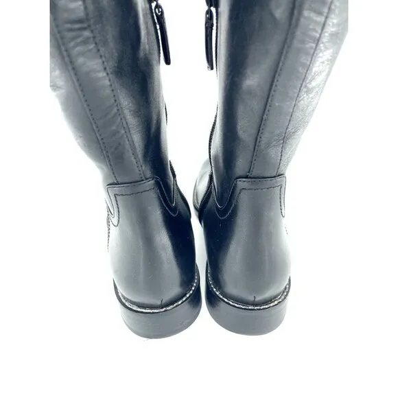 Cole Haan Harrington Black Leather Tall Knee High Riding Boots SZ 6.5 New