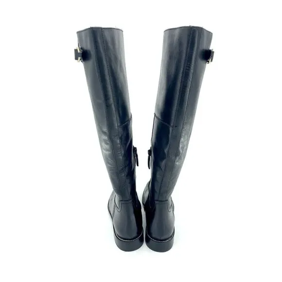 Cole Haan Harrington Black Leather Tall Knee High Riding Boots SZ 6.5 New