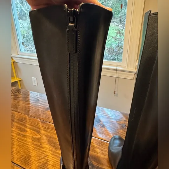 COLE HAAN LEATHER Avani Stretch Black Riding Boots-9.5