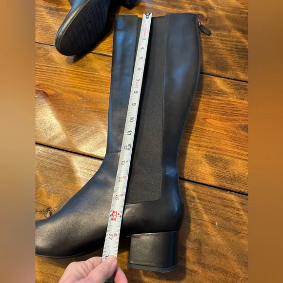 COLE HAAN LEATHER Avani Stretch Black Riding Boots-9.5