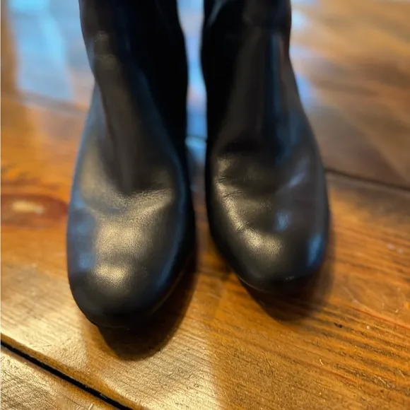 COLE HAAN LEATHER Avani Stretch Black Riding Boots-9.5