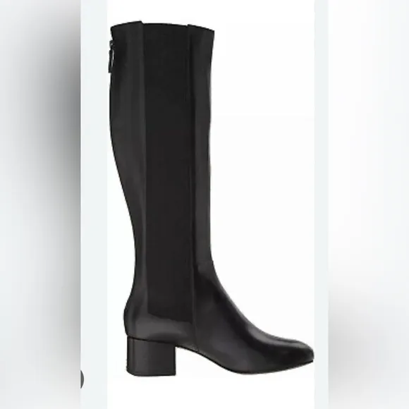 COLE HAAN LEATHER Avani Stretch Black Riding Boots-9.5