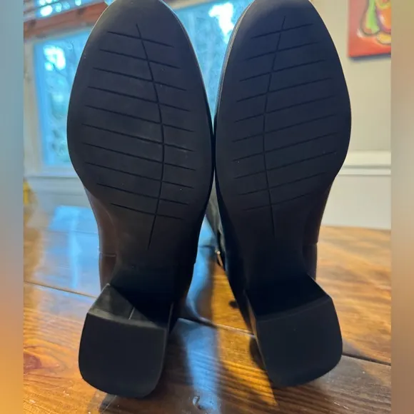 COLE HAAN LEATHER Avani Stretch Black Riding Boots-9.5