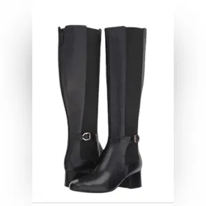 COLE HAAN LEATHER Avani Stretch Black Riding Boots-9.5