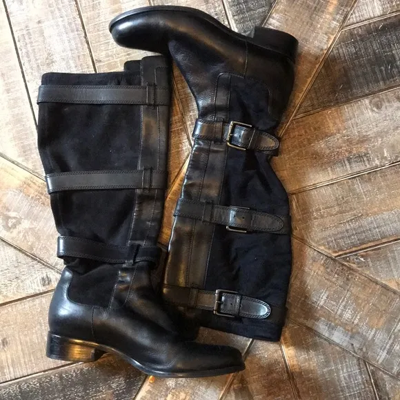 Cole Haan leather strappy  boots. Leather/suede.