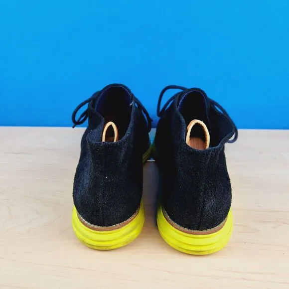 Cole Haan Lunargrand Mens Size 11 Boots Black‎ Suede Yellow Chukka Boots C11185