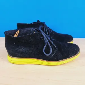 Cole Haan Lunargrand Mens Size 11 Boots Black‎ Suede Yellow Chukka Boots C11185
