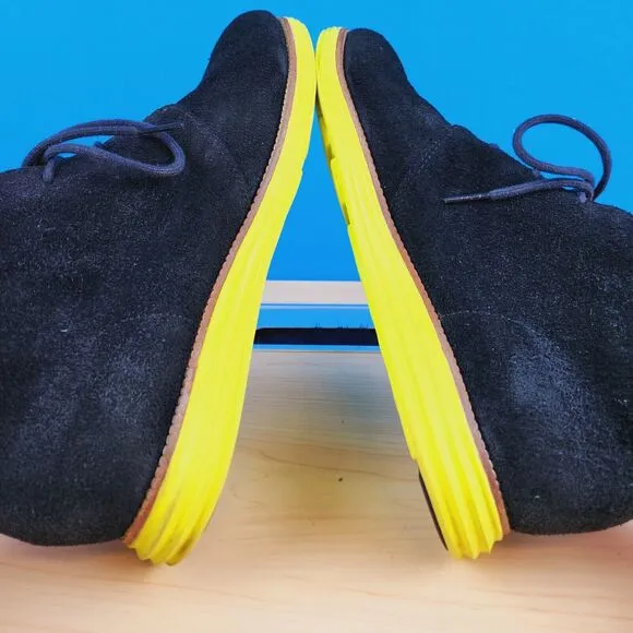 Cole Haan Lunargrand Mens Size 11 Boots Black‎ Suede Yellow Chukka Boots C11185