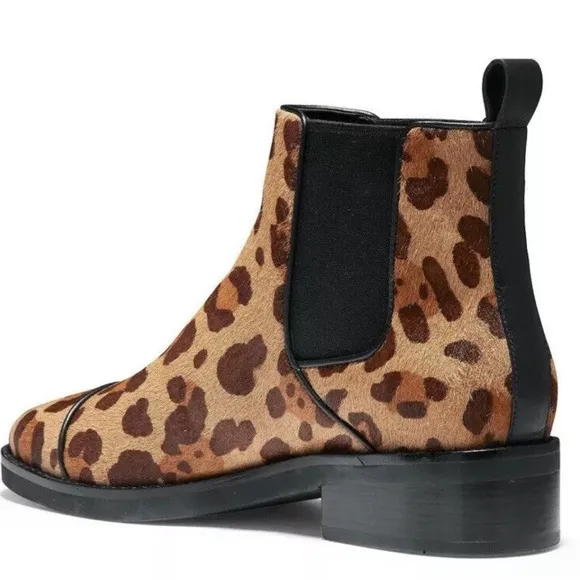 Cole Haan Mara Grand Brown Tan Leopard Print Calf Hair Chelsea Booties 7