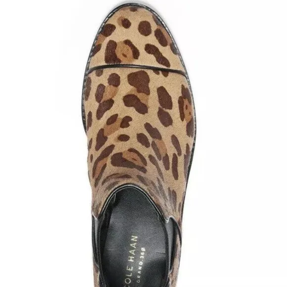 Cole Haan Mara Grand Brown Tan Leopard Print Calf Hair Chelsea Booties 7