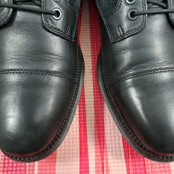 Cole Haan Mens Original Grand OS Cap Toe Laced Boots Black Leather Sz 10.5M