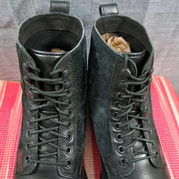 Cole Haan Mens Original Grand OS Cap Toe Laced Boots Black Leather Sz 10.5M