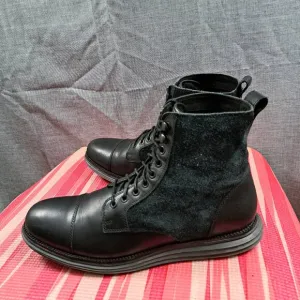 Cole Haan Mens Original Grand OS Cap Toe Laced Boots Black Leather Sz 10.5M