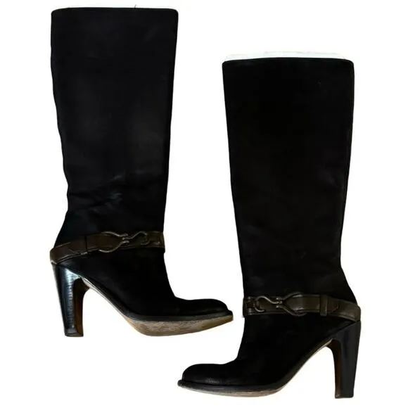 Cole Haan Nike Air D32419 Size 8 Women’s Tall Knee High Black Suede Boots riding