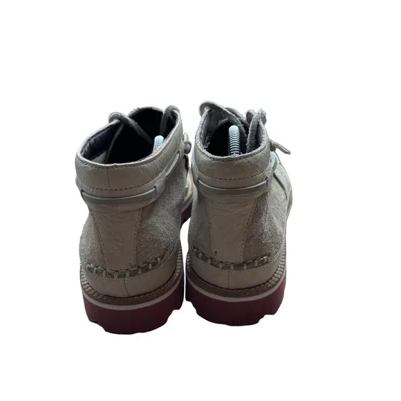 Cole Haan Nike Air Moc Boots Leather Booties‎ Lace Up C11215 Beige Size 9.5M
