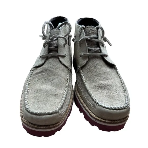 Cole Haan Nike Air Moc Boots Leather Booties‎ Lace Up C11215 Beige Size 9.5M