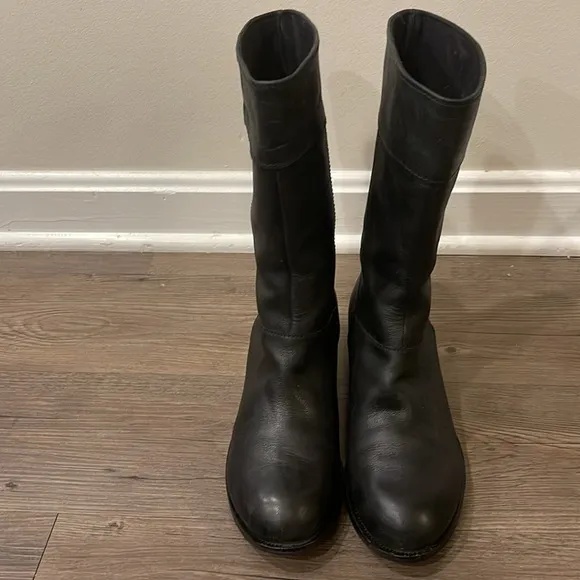 Cole Haan Nike Air Vintage Black Leather Boots Size 8