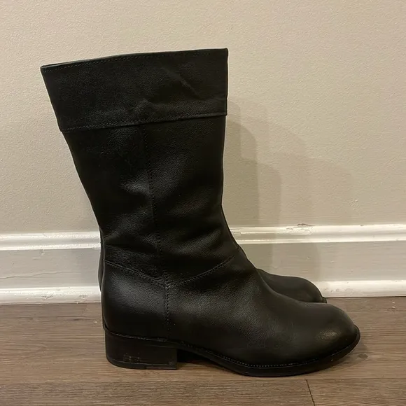 Cole Haan Nike Air Vintage Black Leather Boots Size 8