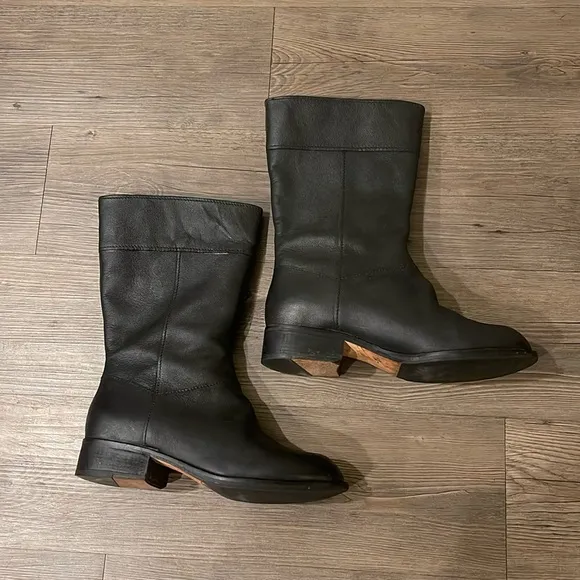 Cole Haan Nike Air Vintage Black Leather Boots Size 8