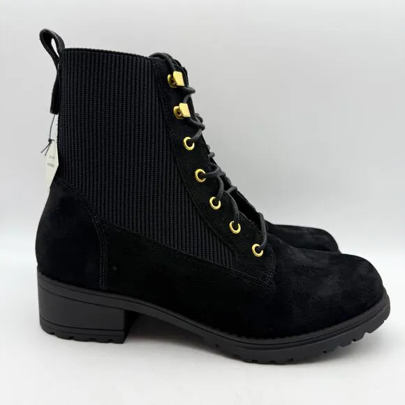 Cole Haan Womens Camea Combat ll Boots US 10 Wide Black Leather Waterproof NIB