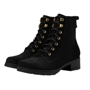 Cole Haan Womens Camea Combat ll Boots US 10 Wide Black Leather Waterproof NIB