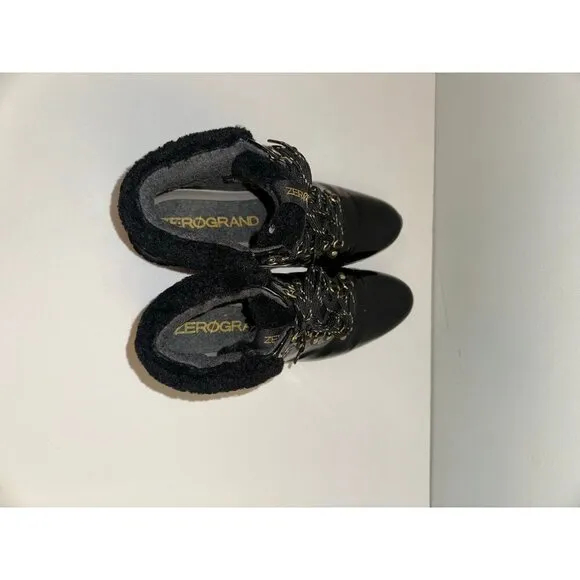 Cole Haan Women’s Zerogrand Black Patent Leather Hiker Boots Lined Size 11 B