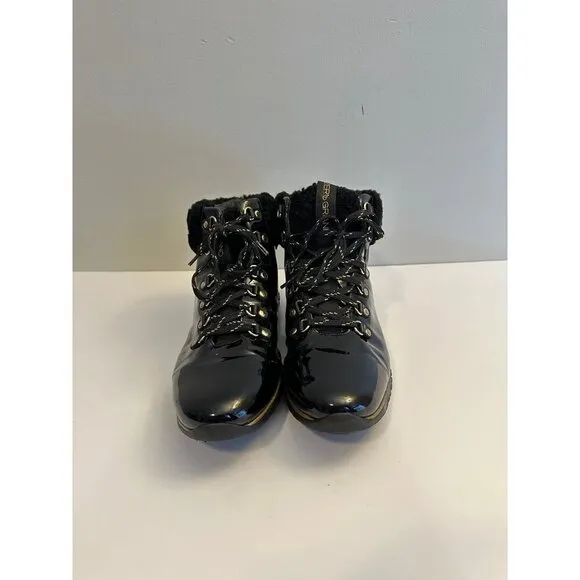 Cole Haan Women’s Zerogrand Black Patent Leather Hiker Boots Lined Size 11 B