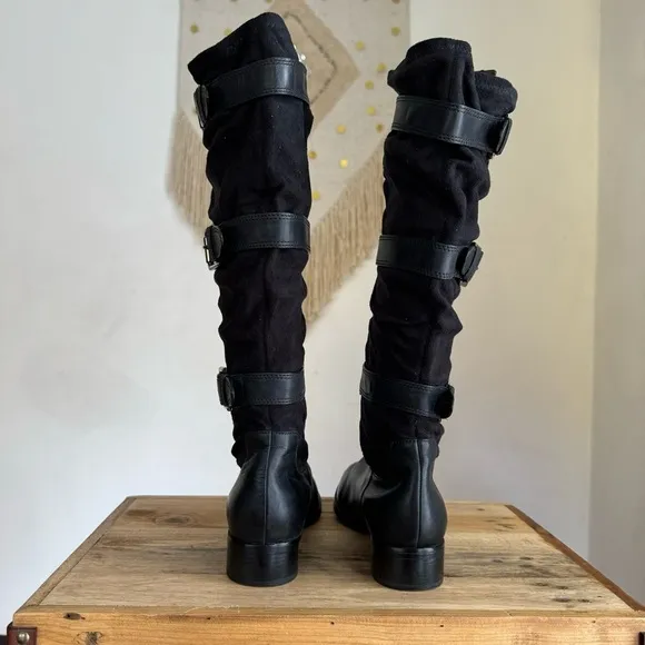 Cole Haan X Nike Air Avalon Black Leather Gunmetal Hardware Riding Boot size 8.5