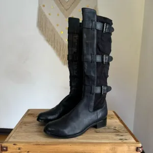 Cole Haan X Nike Air Avalon Black Leather Gunmetal Hardware Riding Boot size 8.5