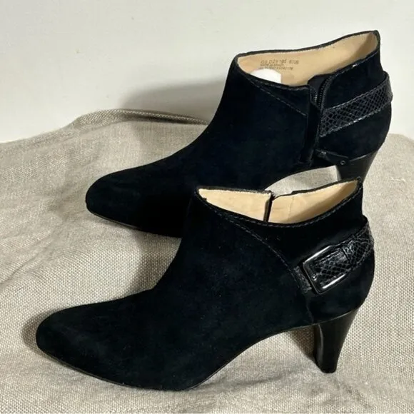 Cole Haan x Nike Air Black Suede Booties Heel Boots Size 8.5