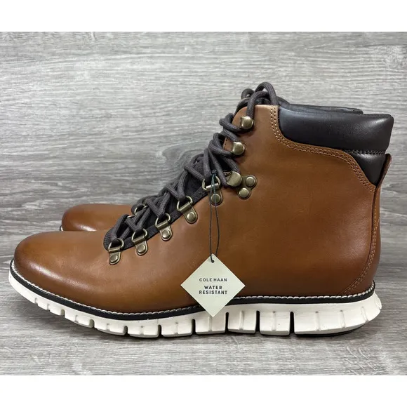Cole Haan ZeroGrand Water Resistant Hiker Boots Brown Leather | Men's Size 10