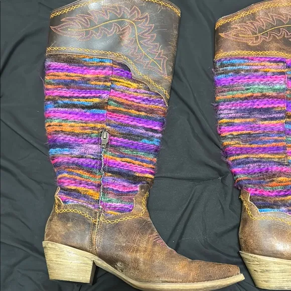 Colorful Knit Western Boots