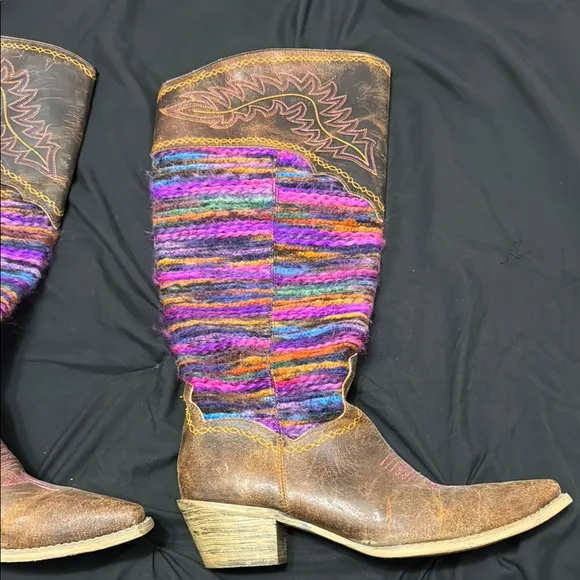 Colorful Knit Western Boots