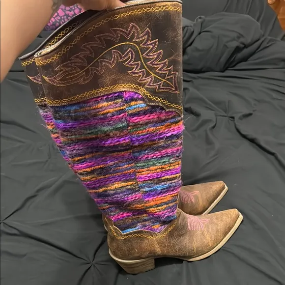 Colorful Knit Western Boots