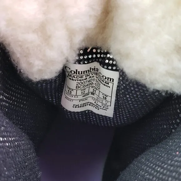 Columbia Bugaboot Celsius Girls Size 13 White Purple Gray Winter Snow Boots
