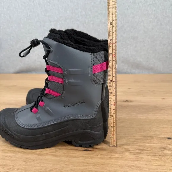 Columbia Girls Bugaboot Celsius Boots Size 7 EU39 Gray Pink Waterproof Snow EUC