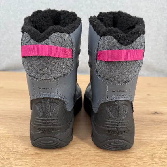 Columbia Girls Bugaboot Celsius Boots Size 7 EU39 Gray Pink Waterproof Snow EUC