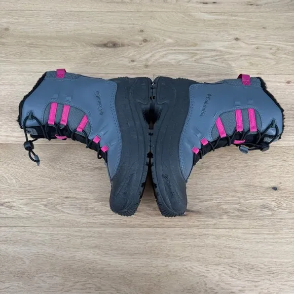 Columbia Girls Bugaboot Celsius Boots Size 7 EU39 Gray Pink Waterproof Snow EUC
