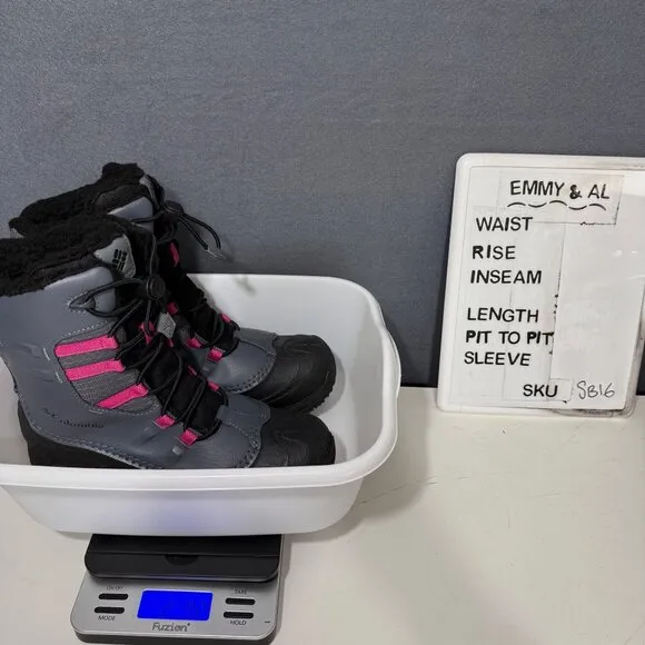 Columbia Girls Bugaboot Celsius Boots Size 7 EU39 Gray Pink Waterproof Snow EUC