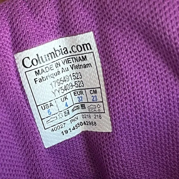 Columbia Parkers Peak Velcro Youth Purple Trekkinn Snow winter boots 5Y / 6W
