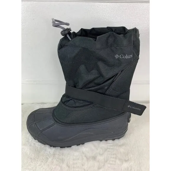 Columbia Powderbug Plus II Youth Size 6 Black Winter Snow Boots BY1326-012
